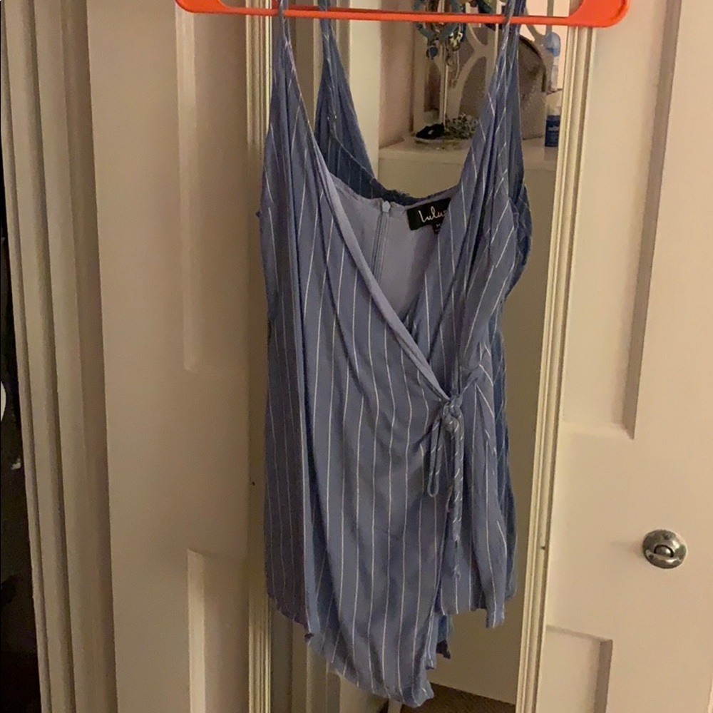 Blue and white stripped lulus romper